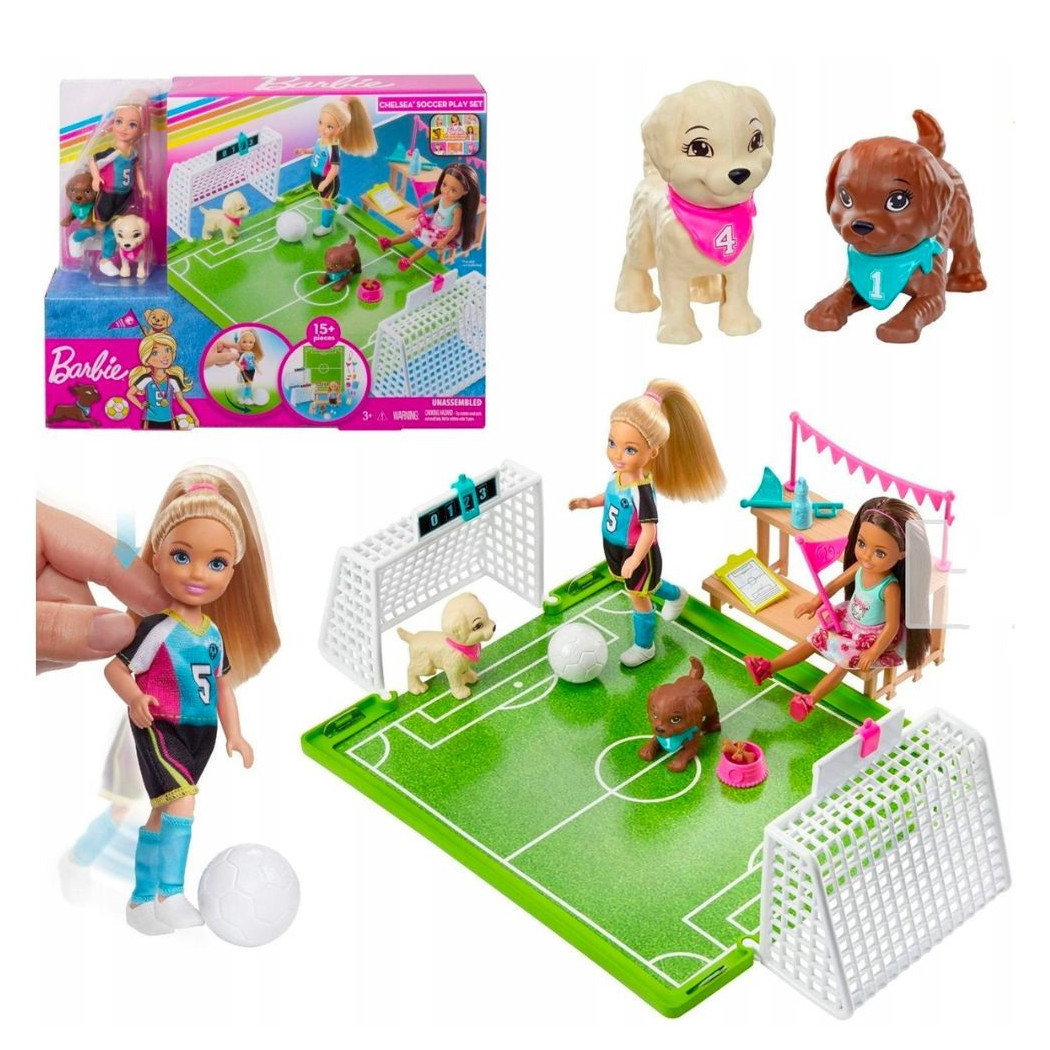 foto del prodotto trade shop barbie soccer chelsea 39 s soccer playset giocatrice di calcio gioco per bimbe 3 