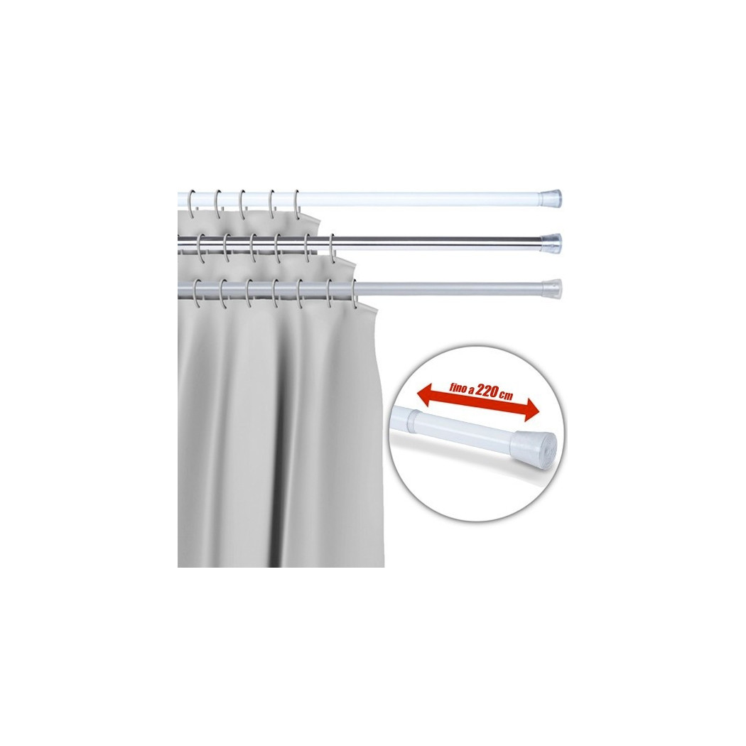 foto del prodotto trade shop barra telescopica per tenda da doccia 110 cm fino a 200 cm alluminio bianco 