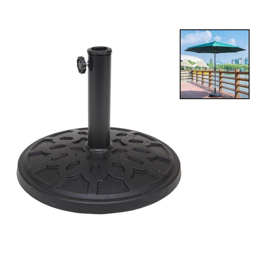 foto del prodotto trade shop base rotonda per ombrellone da esterno giardino palo centrale 43xh32cm nero 016594 