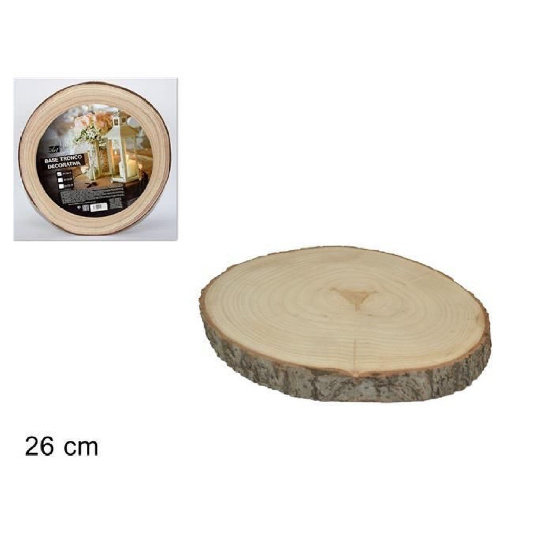 foto del prodotto trade shop base tronco legno naturale decorativa disco per ornamento diametro 26 cm rotondo 
