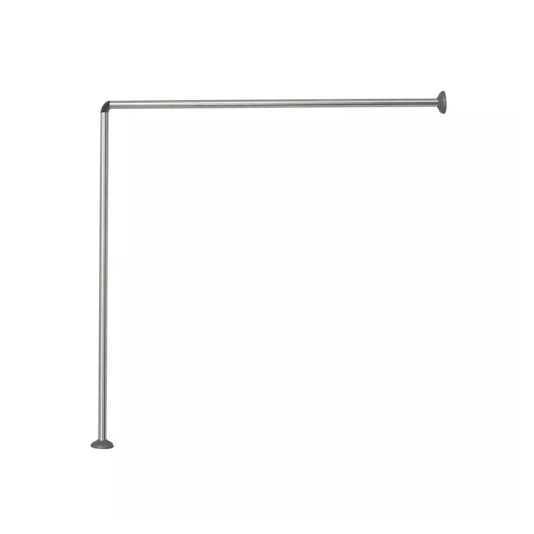 foto del prodotto trade shop bastone per tenda doccia universale angolare a l con aste 90x90 cm argento 79520 