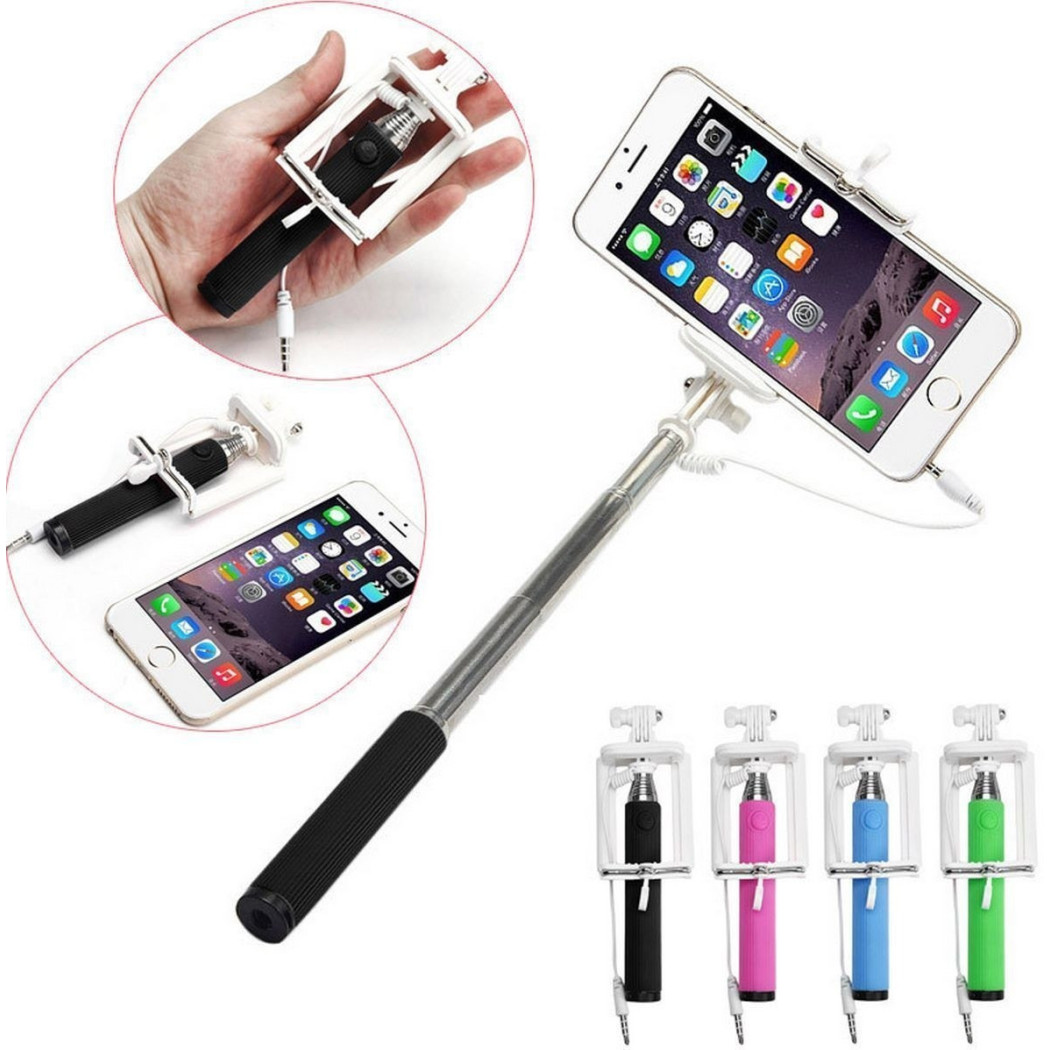 foto del prodotto trade shop bastone supporto mini monopod asta allungabile smartphone foto selfie pulsante 