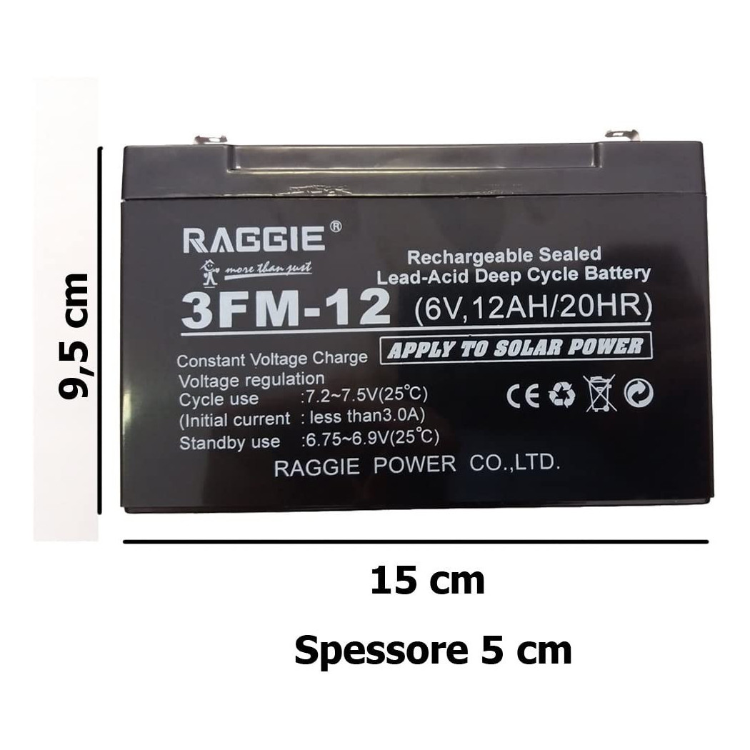 foto del prodotto trade shop batteria ermetica ricaricabile per gruppo di continuit 6v 12ah attacco faston 