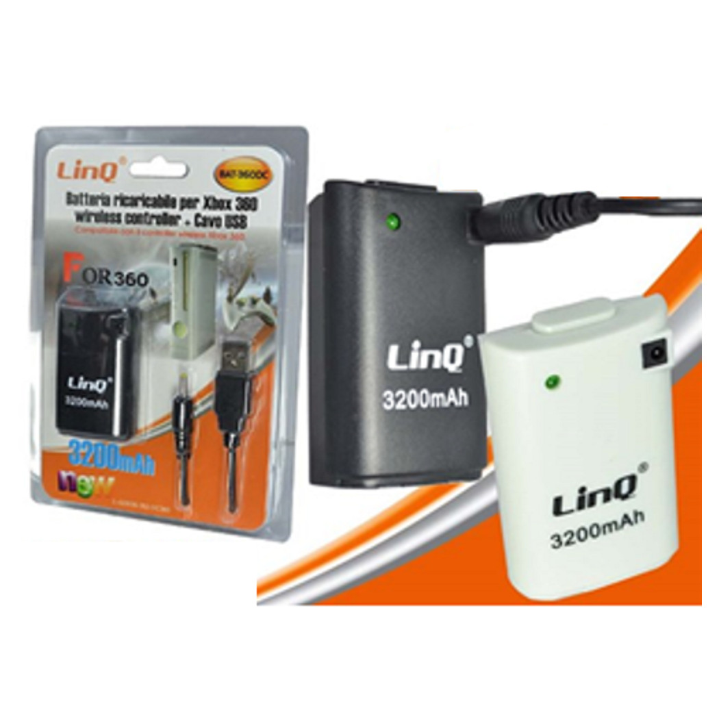 foto del prodotto trade shop batteria ricaricabile per controller xbox 360 da 3200 mah linq bat 360dc 
