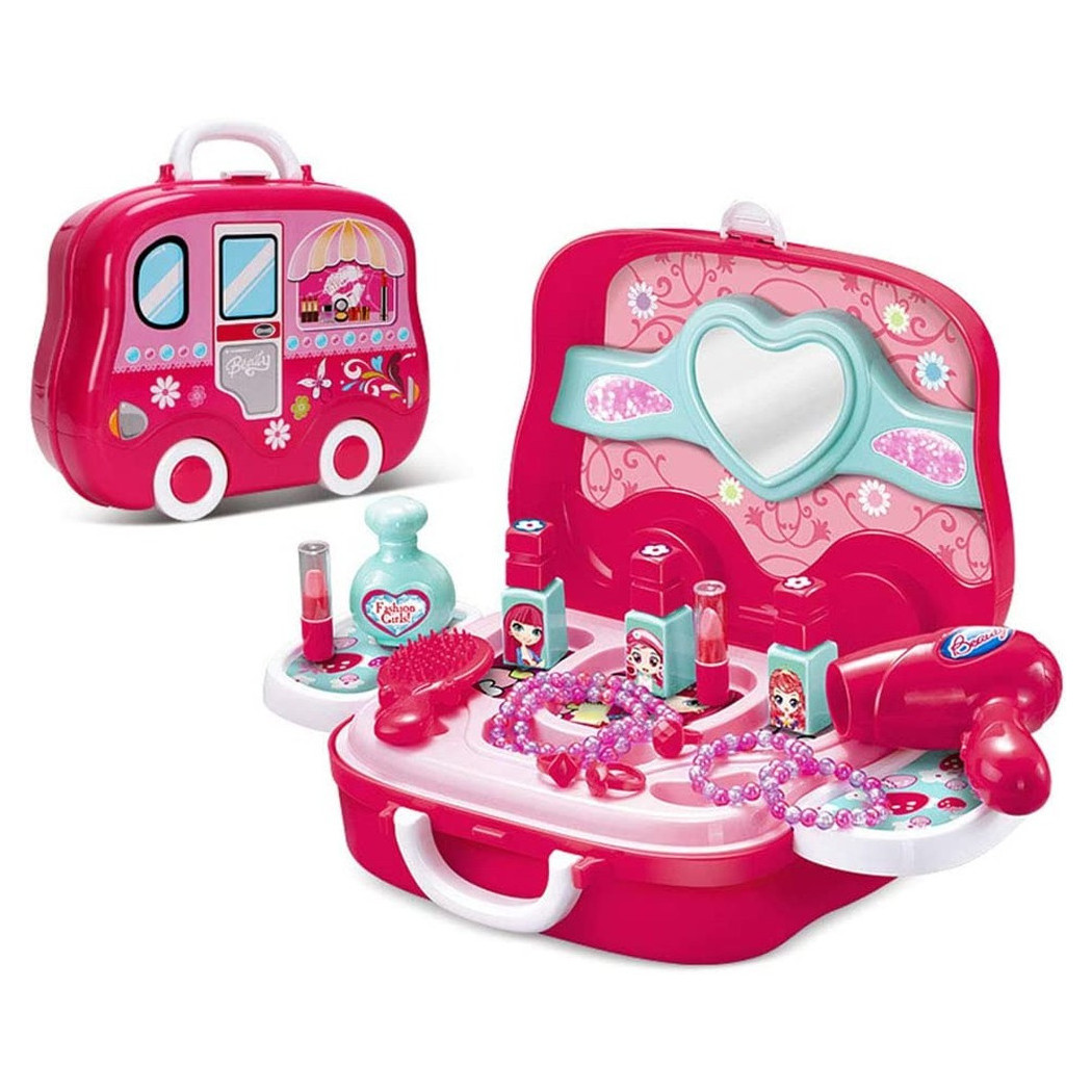foto del prodotto trade shop beauty set con specchio valigetta giocattolo accessori bellezza con ruote 