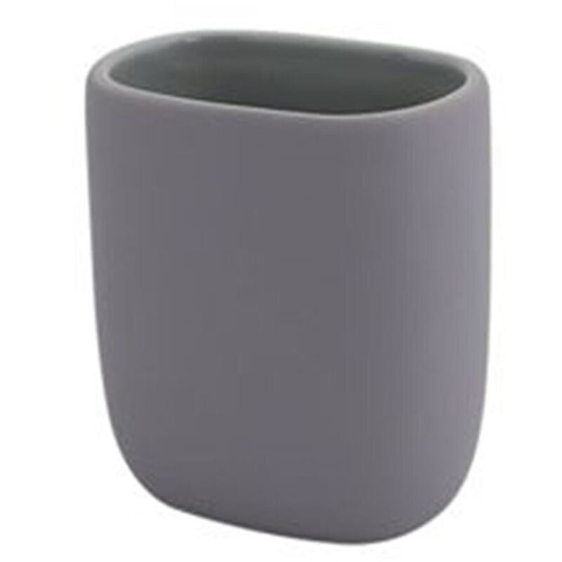 foto del prodotto trade shop bicchiere porta spazzolini dentifricio piatto grigio arredo bagno accessorio 87810 