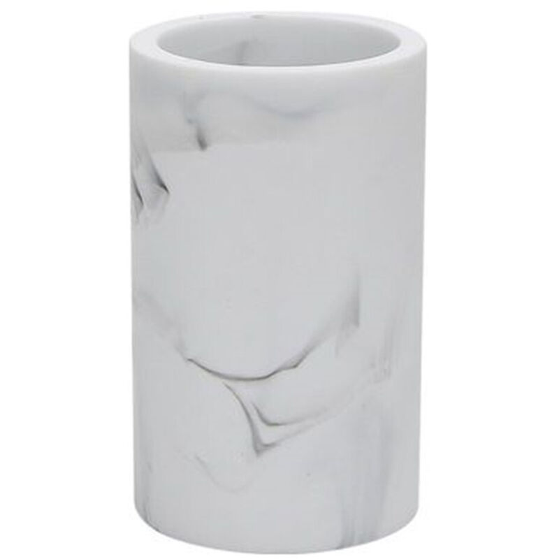 foto del prodotto trade shop bicchiere porta spazzolini effetto marmo bianco accessorio arredo da bagno 87830 