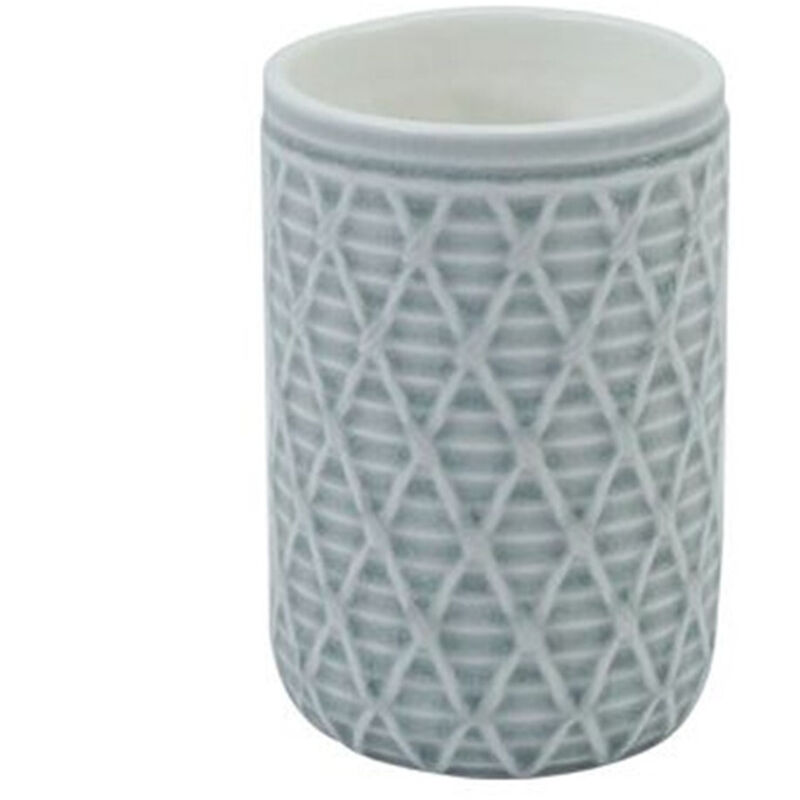 foto del prodotto trade shop bicchiere porta spazzolini grigio con effetto rete accessorio bagno arredo 79279 