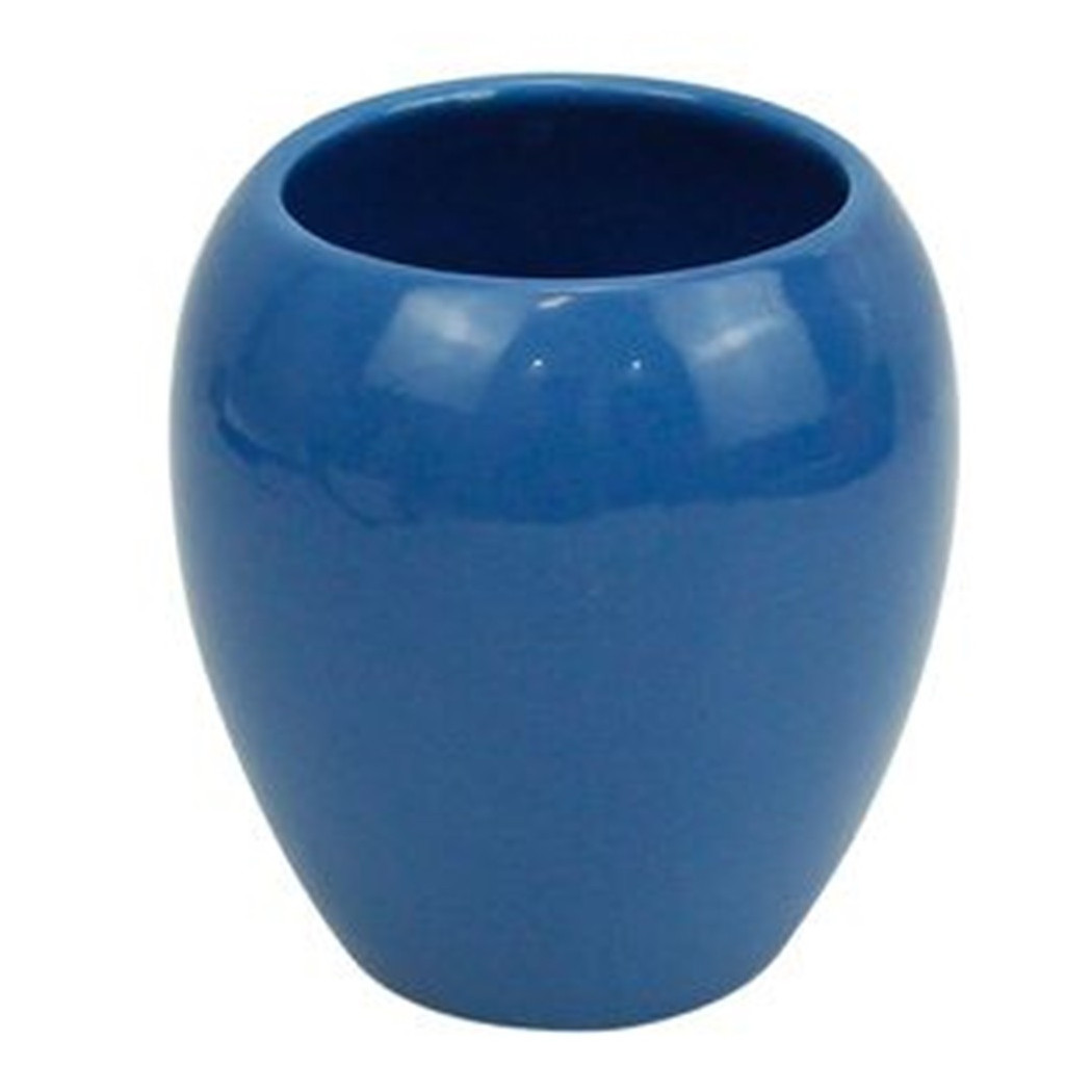 foto del prodotto trade shop bicchiere porta spazzolini in ceramica blu moderno accessori arredo bagno 79257 