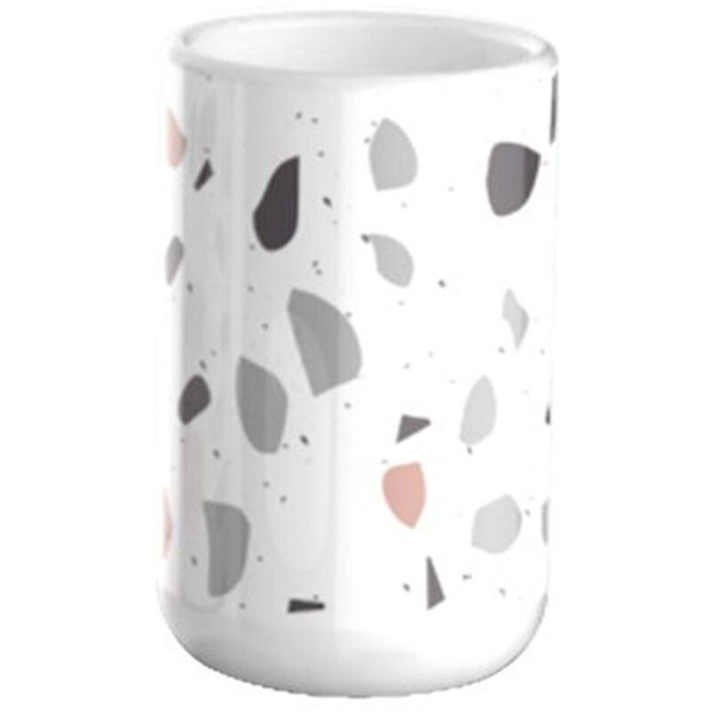 foto del prodotto trade shop bicchiere porta spazzolino graniglia bianco multicolore accessori bagno 69835 