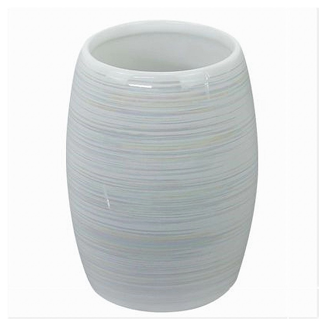 foto del prodotto trade shop bicchiere portaspazzolini dentifricio arredo bagno ceramica effetto striato 59870 