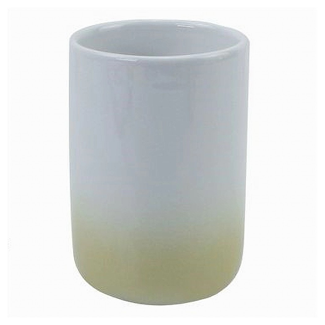 foto del prodotto trade shop bicchiere portaspazzolini dentifricio bianco giallo arredo bagno accessori 59903 