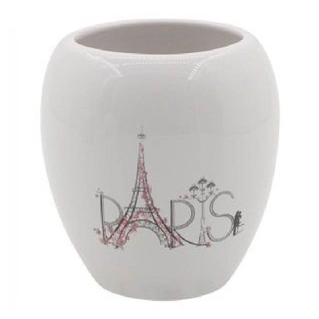 foto del prodotto trade shop bicchiere portaspazzolino spazzolini decorato scritta paris accessori bagno 87036 