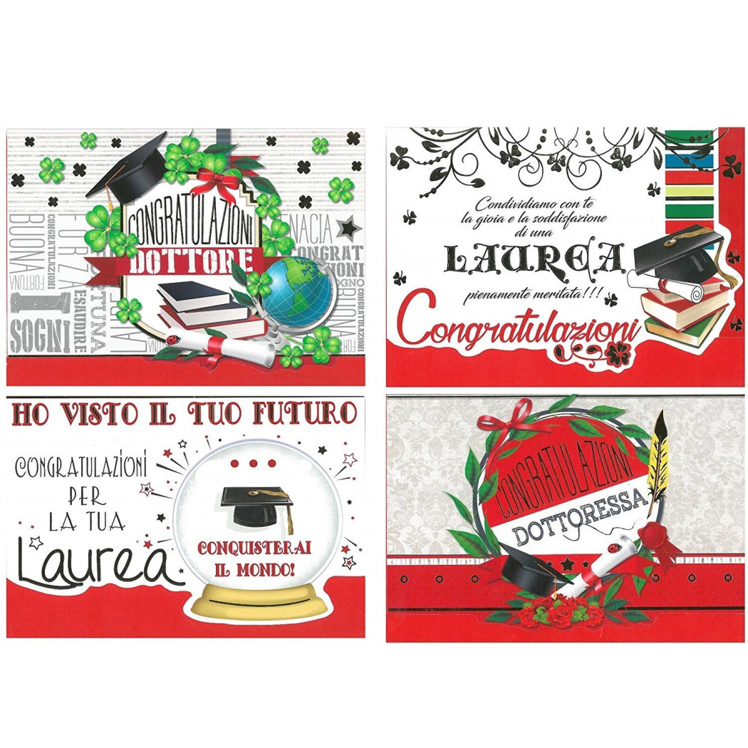 foto del prodotto trade shop biglietto auguri laurea congratulazioni 11,7x17cm busta rosso un pensiero per te 