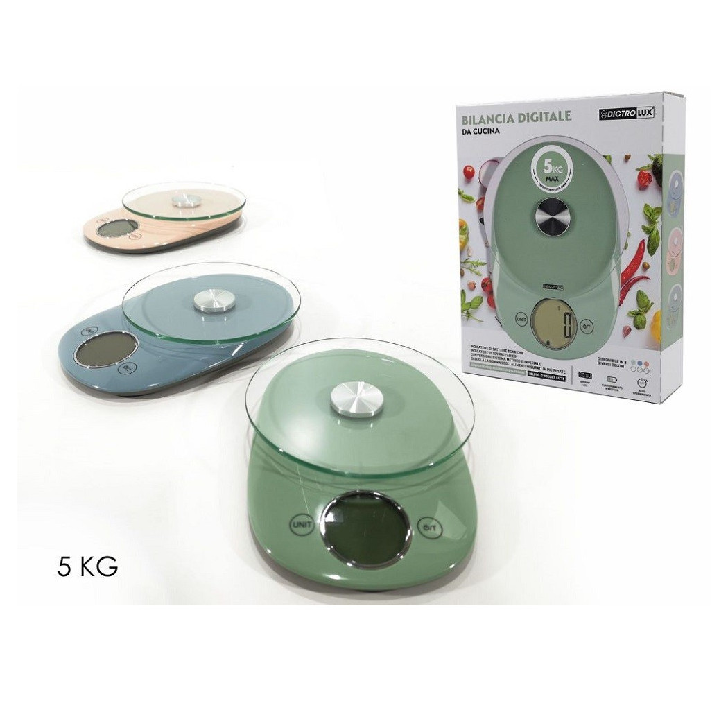 foto del prodotto trade shop - bilancia cucina digitale fino a 5kg display lcd autospegnimento 3 colori 690225 -