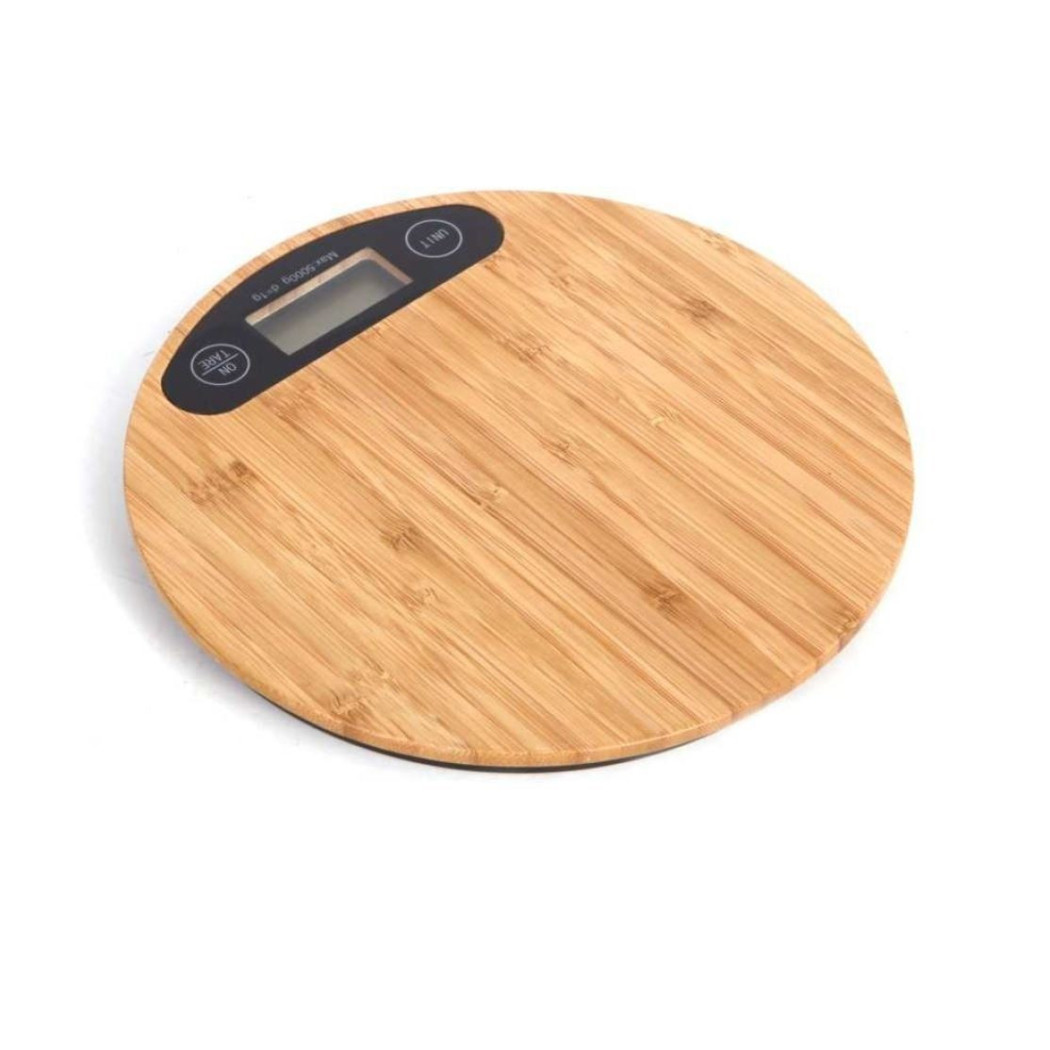 foto del prodotto trade shop bilancia da cucina digitale di precisione con piatto in legno per alimenti dosi 
