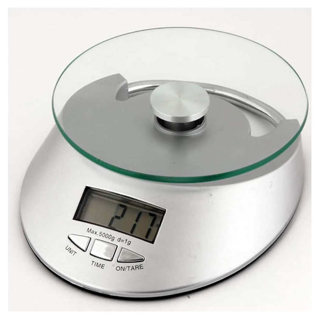 foto del prodotto trade shop bilancia da cucina digitale precisione da 1gr a 5kg con ripiano in vetro qe ke 4 