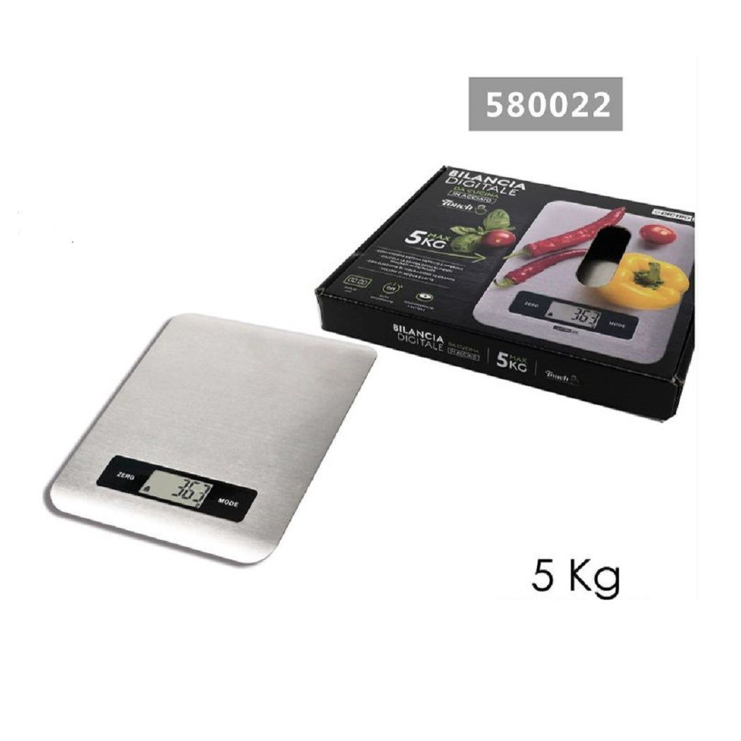foto del prodotto trade shop - bilancia da cucina digitale touch in acciaio portata max. 5kg display lcd 580022 -
