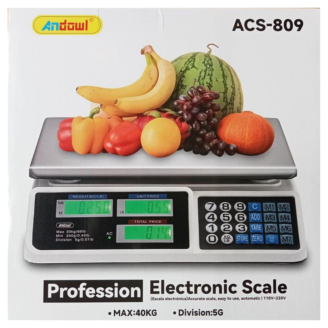 foto del prodotto trade shop bilancia digitale elettronica professionale da cucina portata max. 40kg acs 809 