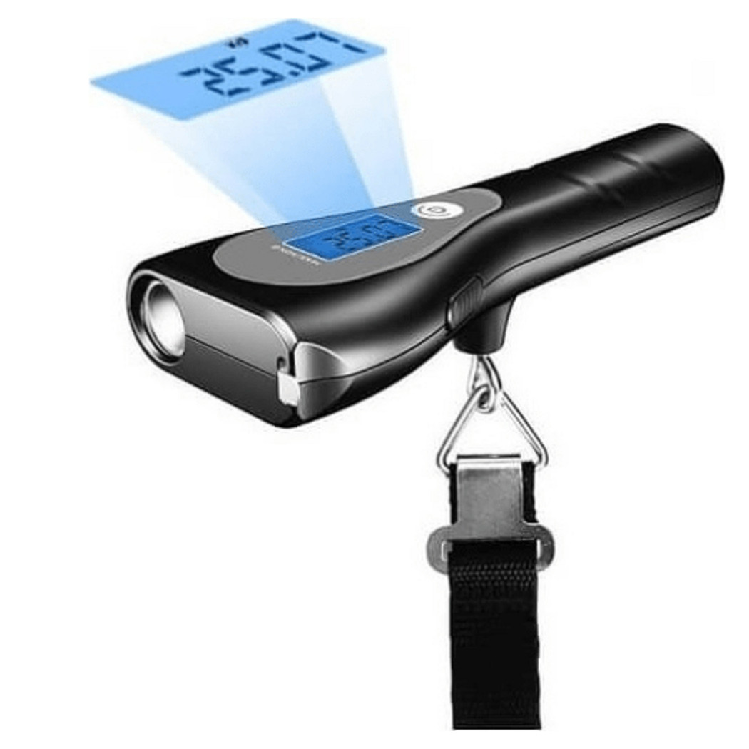 foto del prodotto trade shop bilancia digitale portatile per bagagli fino a 50kg metro torcia display q t158 