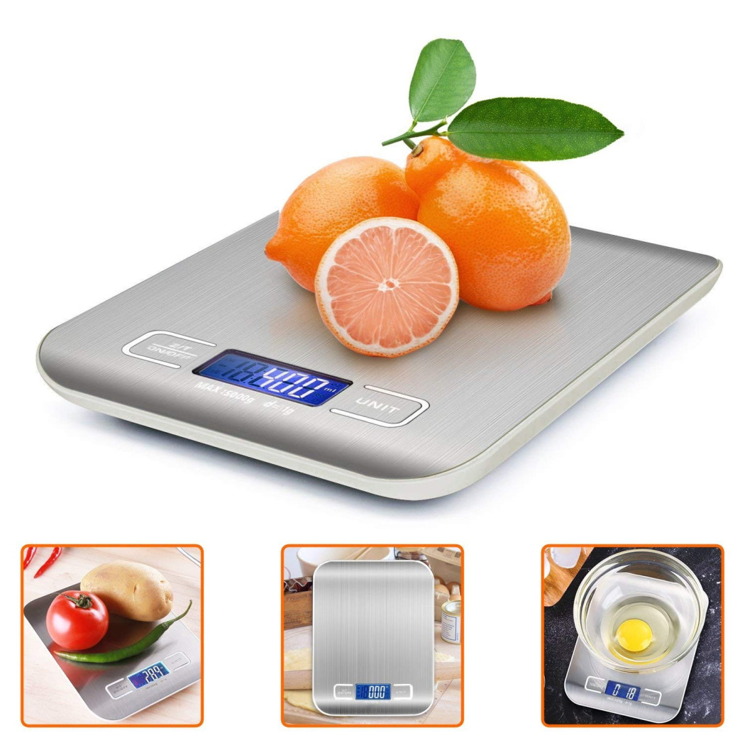 foto del prodotto trade shop bilancia elettronica digitale da cucina digitale in acciaio inossidabile max 5kg 