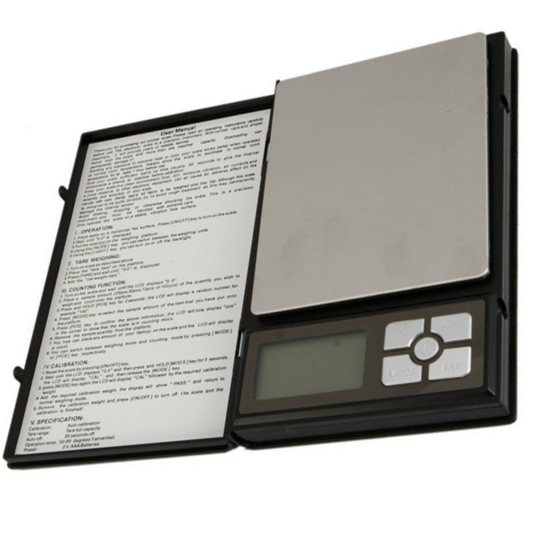 foto del prodotto trade shop bilancia elettronica pieghevole notebook 11085 500g x 0.1g tascabile 90x115mm 