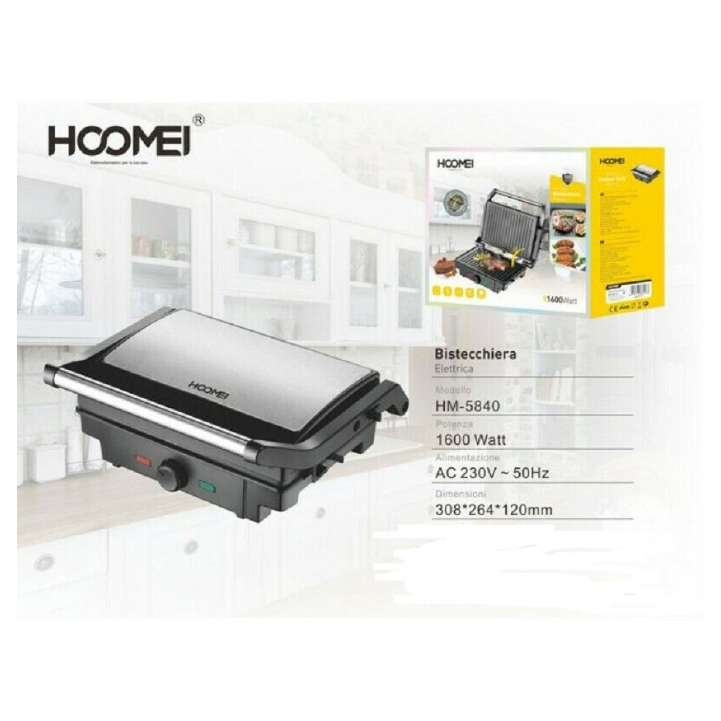 foto del prodotto trade shop bistecchiera elettrica a contatto piastra per panini toast griglia grill 1600 w 