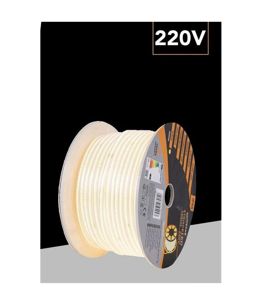 foto del prodotto trade shop bobina 100mt strip led cob 220v esterno ip65 luce 3000k 4000k 6500k 220v cob 288 bianco naturale 