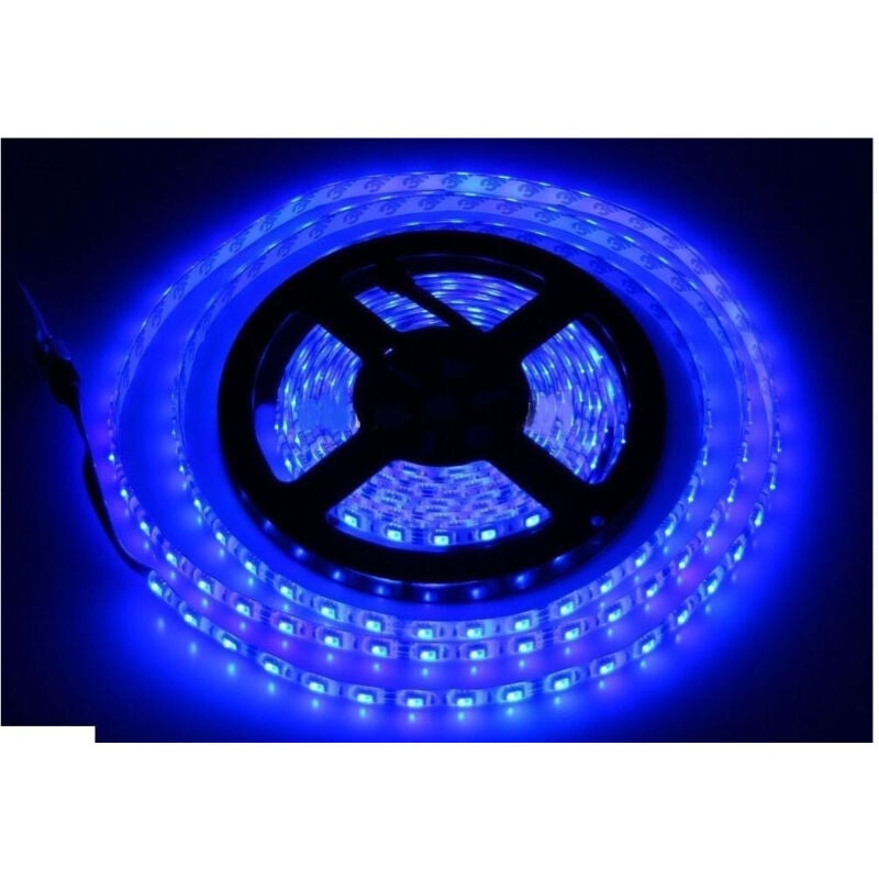 foto del prodotto trade shop bobina striscia led 5050 flessibile 5 mt adesiva luce interno esterno ip65 strip blu 