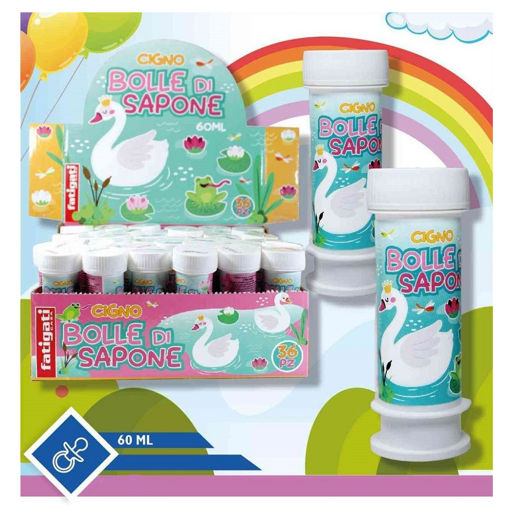 foto del prodotto trade shop bolle di sapone cigno 36 pezzi flaconi da 60 ml per festa bambine giochi 442089 