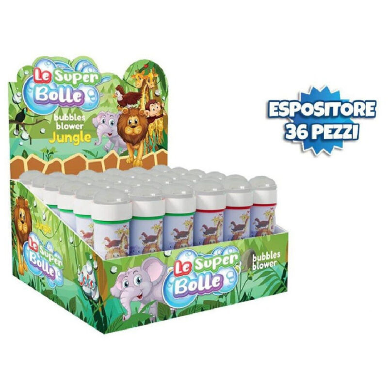 foto del prodotto trade shop bolle di sapone giungla jungle confezione 36 flaconi da 50ml gadget party 806611 
