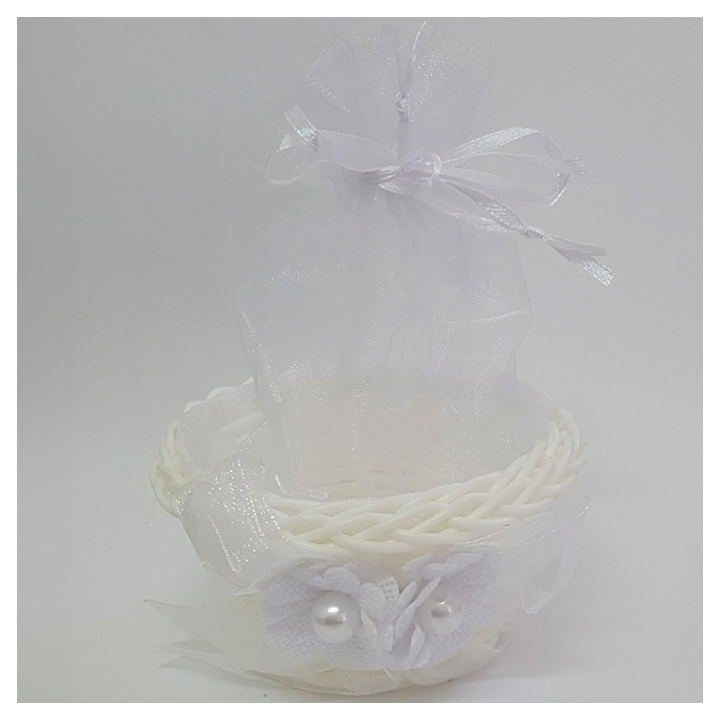 foto del prodotto trade shop bomboniera bomboniere cestino bianco sacchetto porta confetti riso matrimonio 