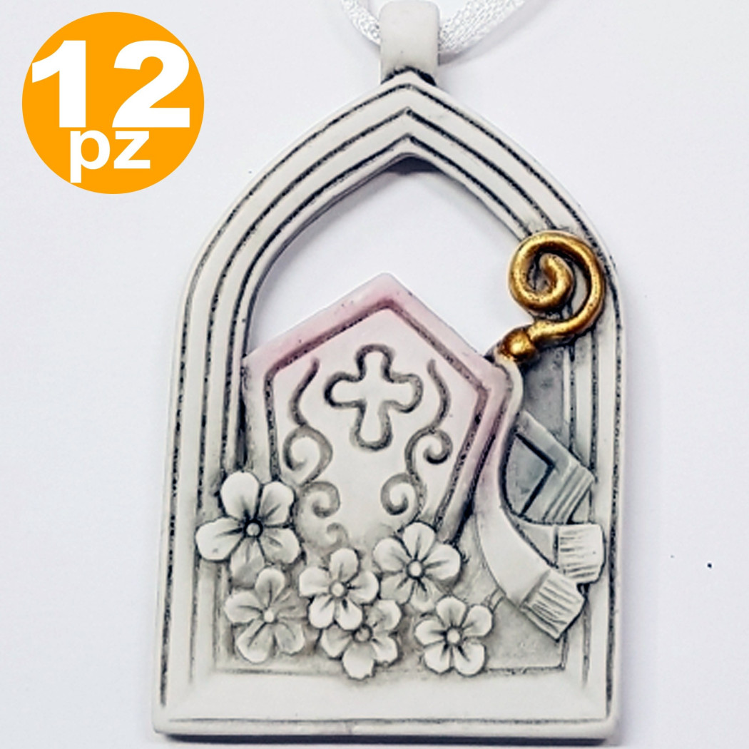 foto del prodotto trade shop bomboniera bomboniere per cresima arco sacro simbolo mitria ceramica appendino 