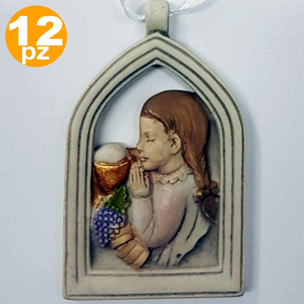 foto del prodotto trade shop bomboniera comunione bambina arco eucarestia calice bianco ceramica appendino 