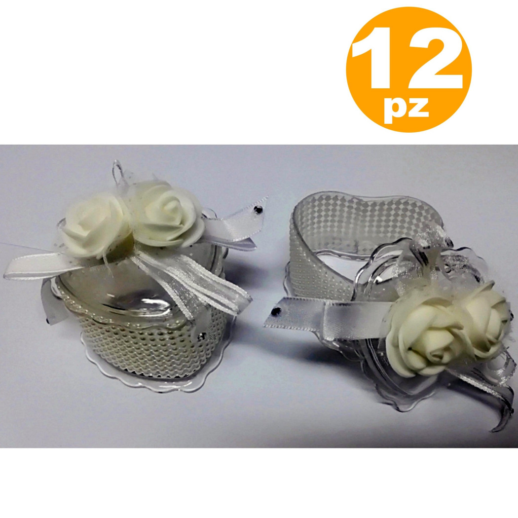 foto del prodotto trade shop bomboniera scatola cuore rosa bianca perle 6x7x4.5cm portaconfetti matrimonio 