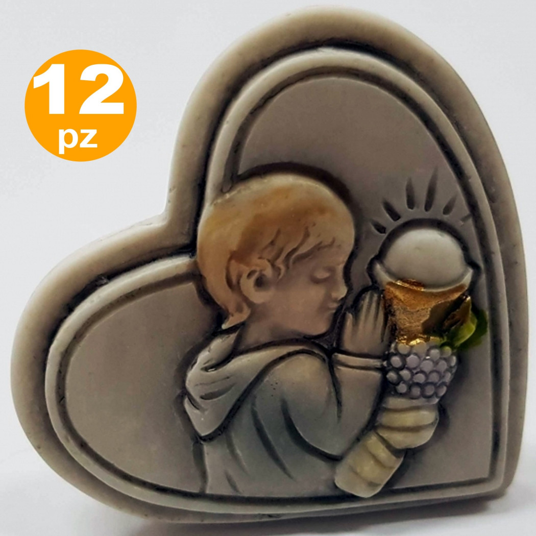 foto del prodotto trade shop bomboniere a cuore per prima comunione bambino bianco in ceramica soprammobile 