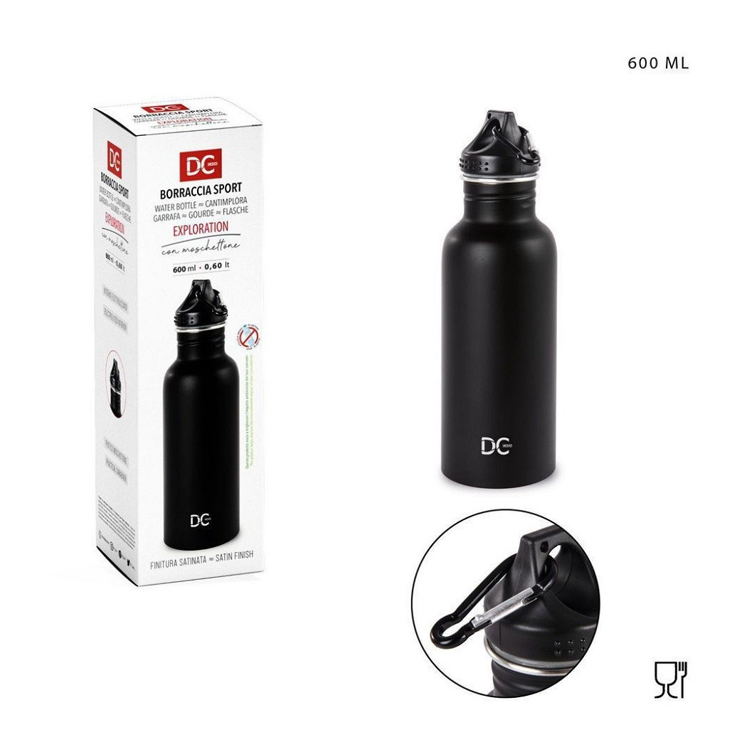 foto del prodotto trade shop borraccia exploration bottiglia matt con moschettone capacit 600ml sport 218378 