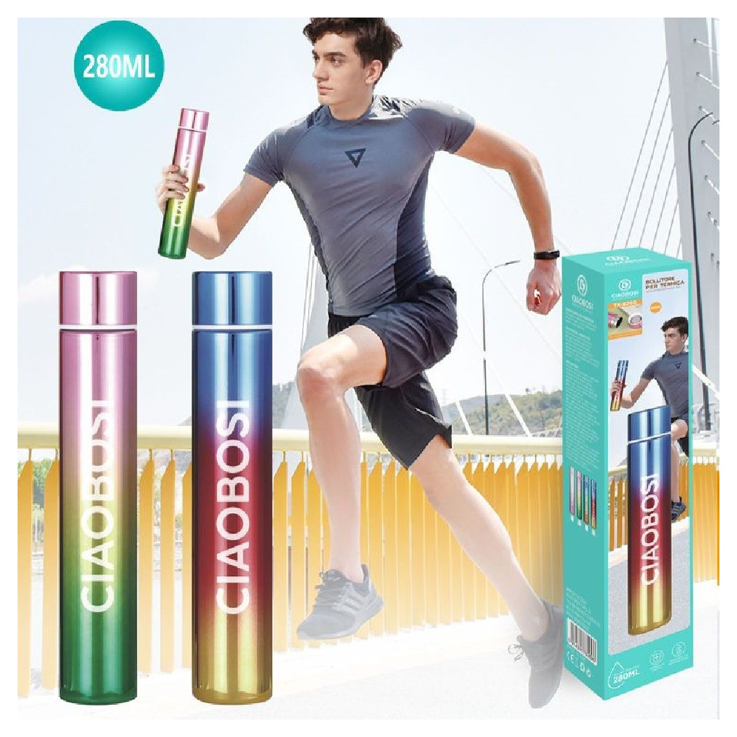 foto del prodotto trade shop bottiglia borraccia termica acciaio thermos 280ml porta vivande colorato tx 8260 
