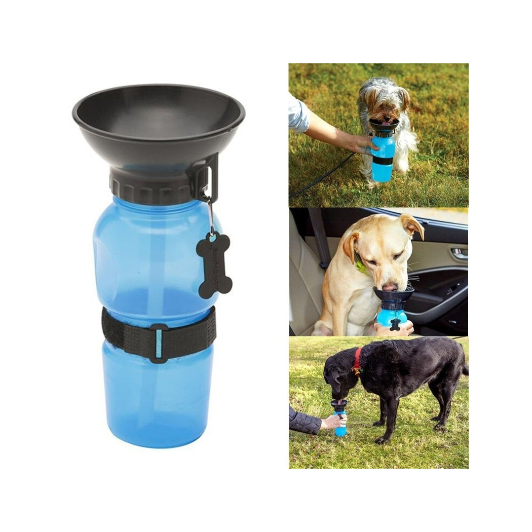 foto del prodotto trade shop bottiglia dispenser acqua 400 ml cane cani gatto gatti con ciotola da viaggio 