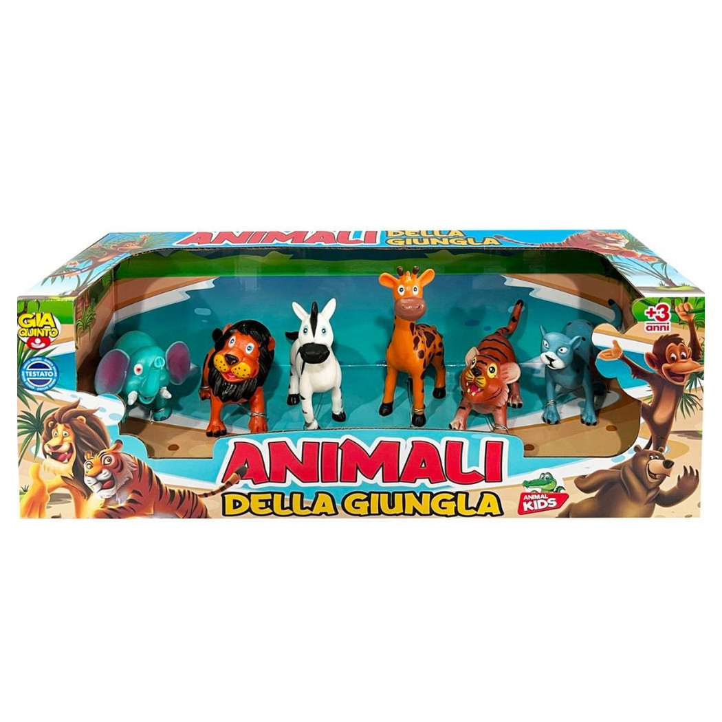 foto del prodotto trade shop box animali della giungla 6 pezzi giocattoli per bambini colori brillanti 3 