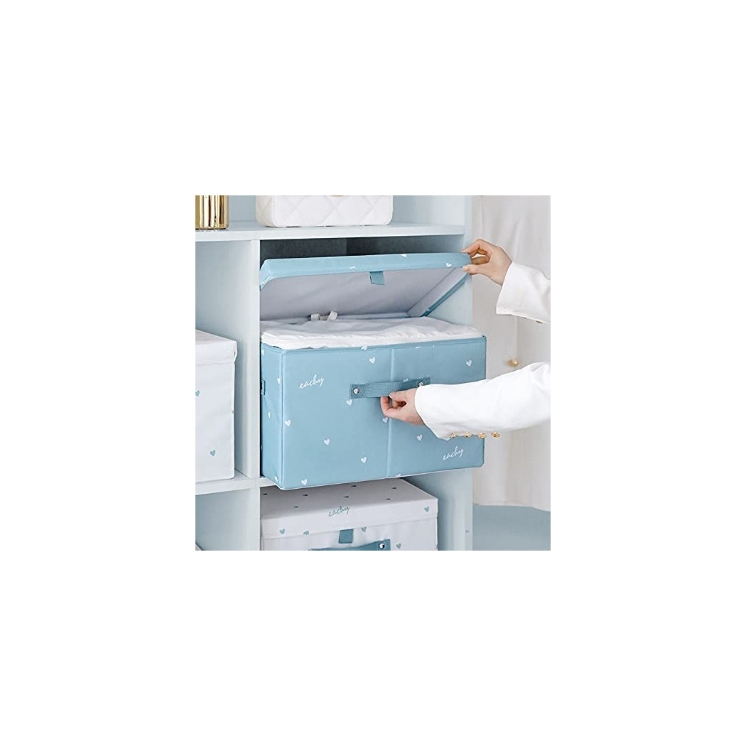 foto del prodotto trade shop box scatola salvaspazio armadio contenitore porta oggetti organizer 55x42x30 cm celeste