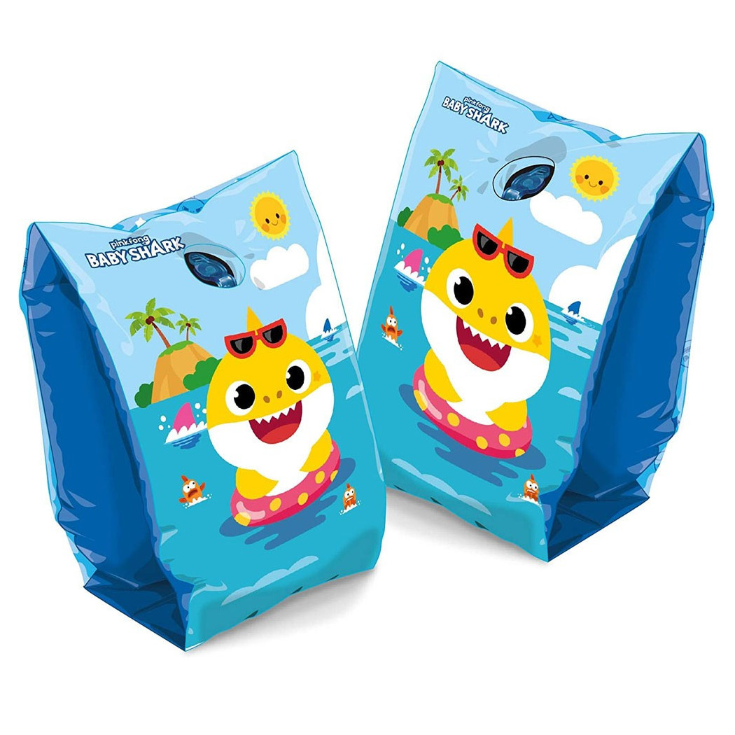 foto del prodotto trade shop braccioli gonfiabili baby shark mare piscina nuoto per bambini manicotti 25x15cm 