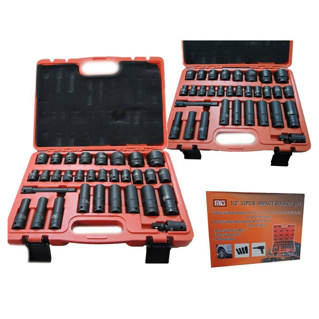 foto del prodotto trade shop - bussole boccole per pistola avvitatore pneumatico set kit 32pz 1/2"" mig-2044 -