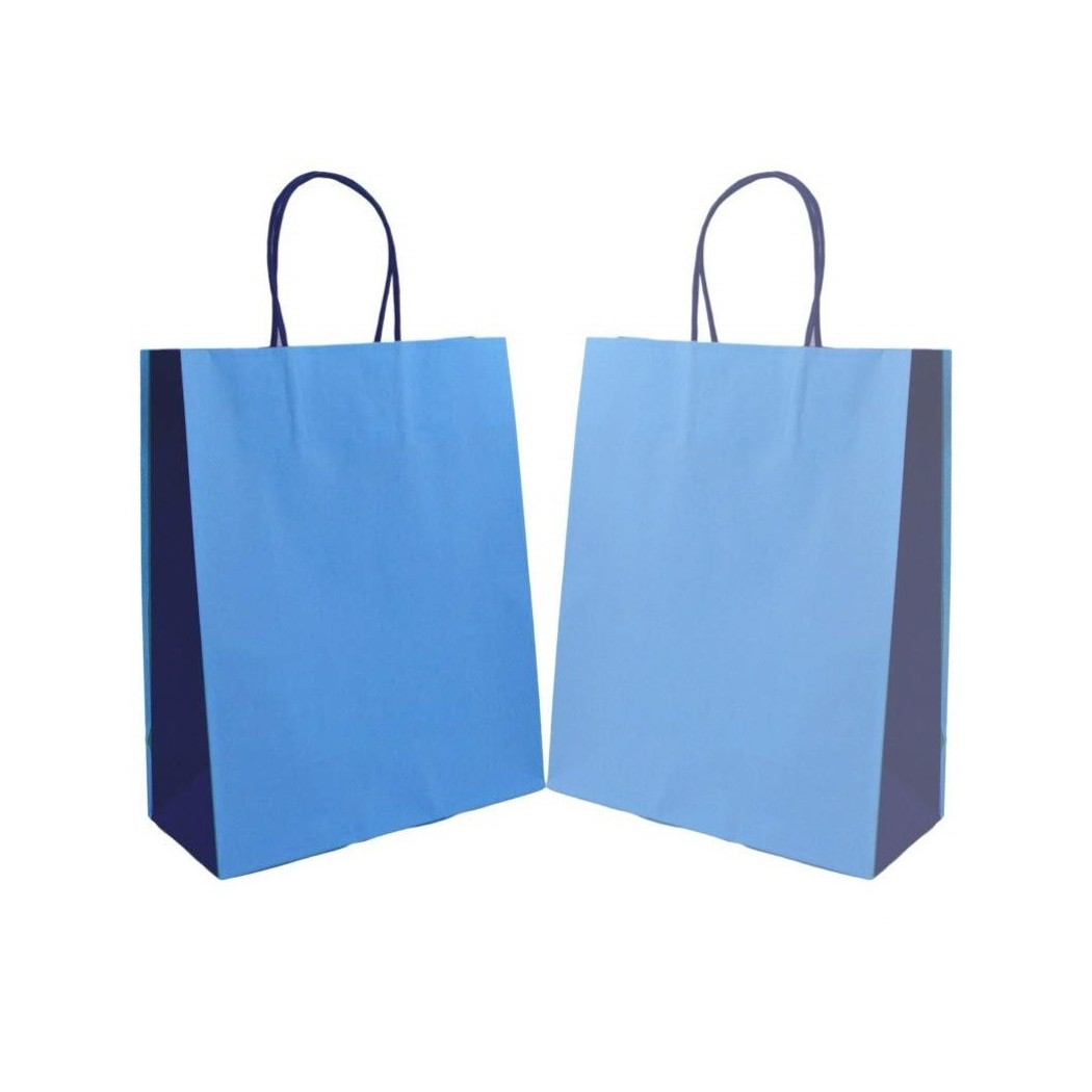 foto del prodotto trade shop busta buste regalo 6 pezzi shoppers cc.3985 carta azzurro 36x21x11cm sacchetto 