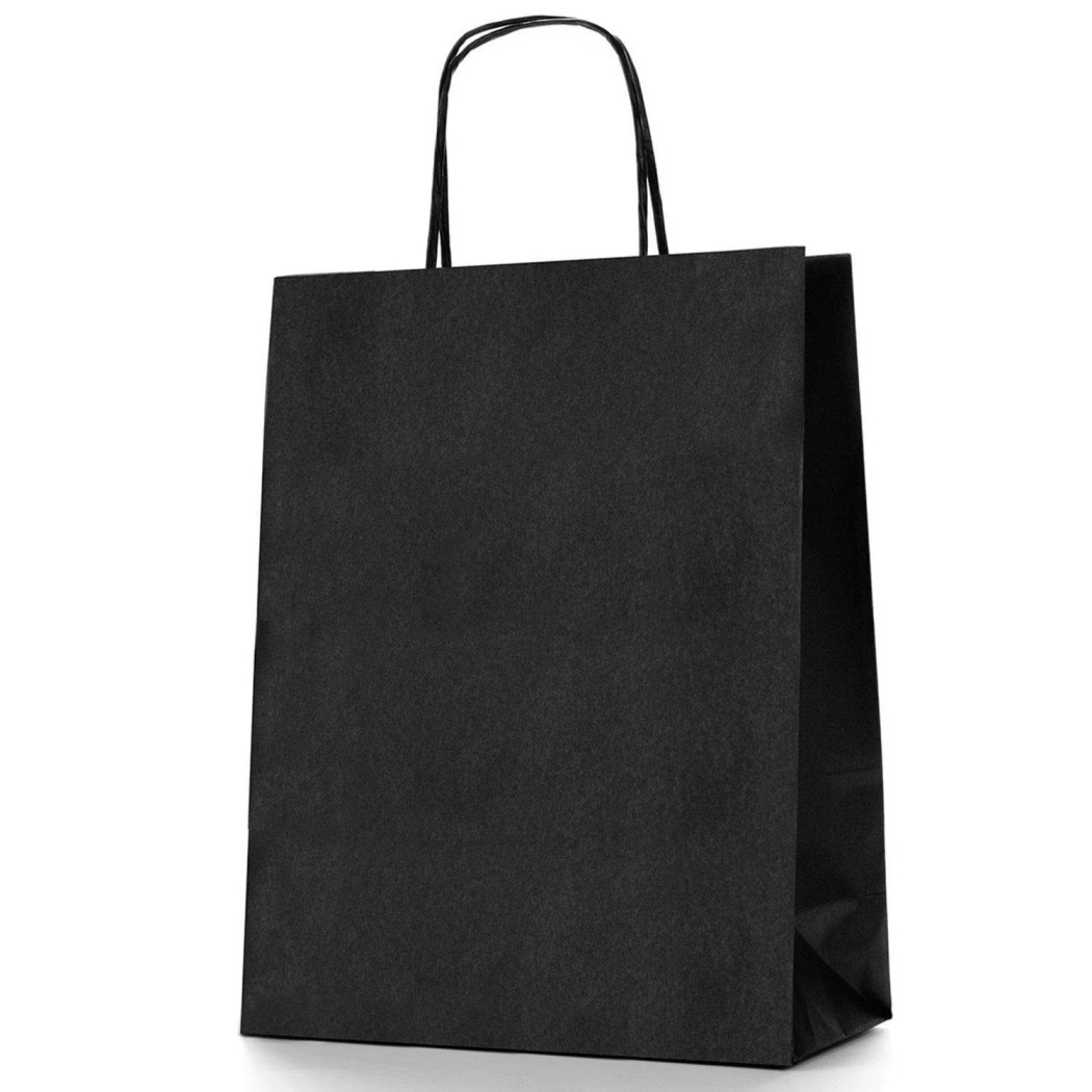 foto del prodotto trade shop busta buste regalo 6 pezzi shoppers cc.3989 carta nero 36x21x11cm sacchetto 