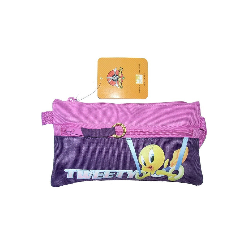 foto del prodotto trade shop bustina portacolori portapenne per la scuola o disegno a zip singola tweety 