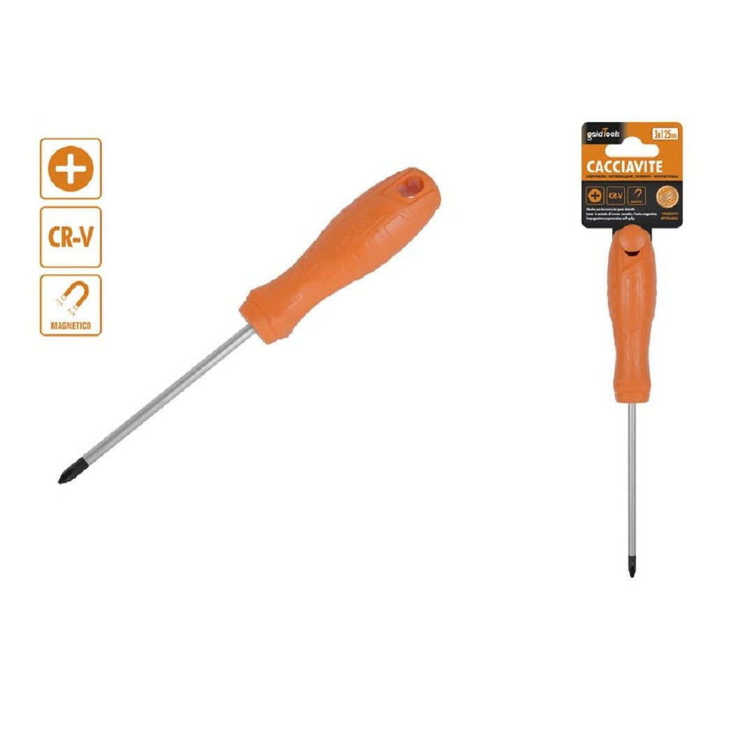 foto del prodotto trade shop - cacciavite giravite 3 x 125mm con punta magnetica a croce in acciaio cr-v 97486 -