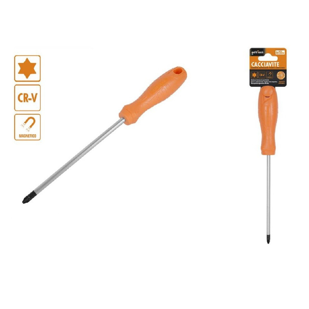 foto del prodotto trade shop - cacciavite giravite 6x150 mm con punta magnetica a stella in acciaio cr-v 97518 -