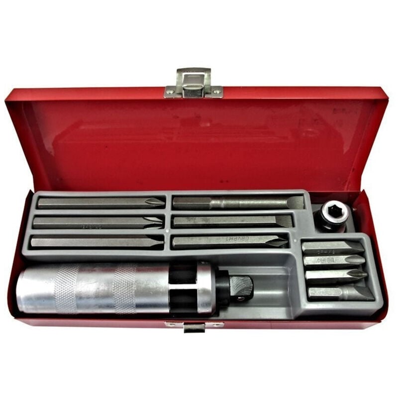 foto del prodotto trade shop - cacciavite giravite ad impatto percussione 12 pz reversibile chrome vanadium -