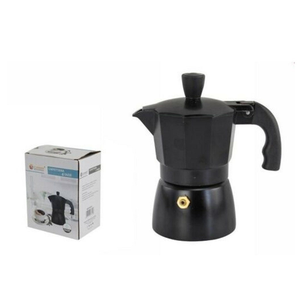 foto del prodotto trade shop caffettiera moka macchinetta caff espresso nera opaca misura 6 tazze 